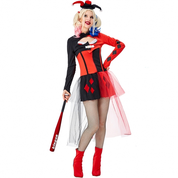 Halloween Harley Quinn Costumes Funny Clown Clothes
