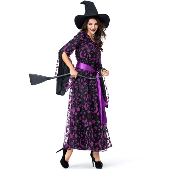 Witch Costumes Purple Star And Moon Dress