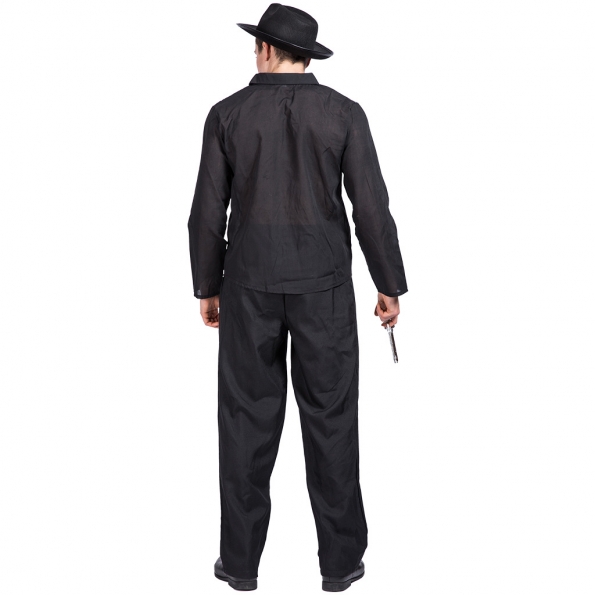 Men Halloween Costumes Cowboy Black Clothes