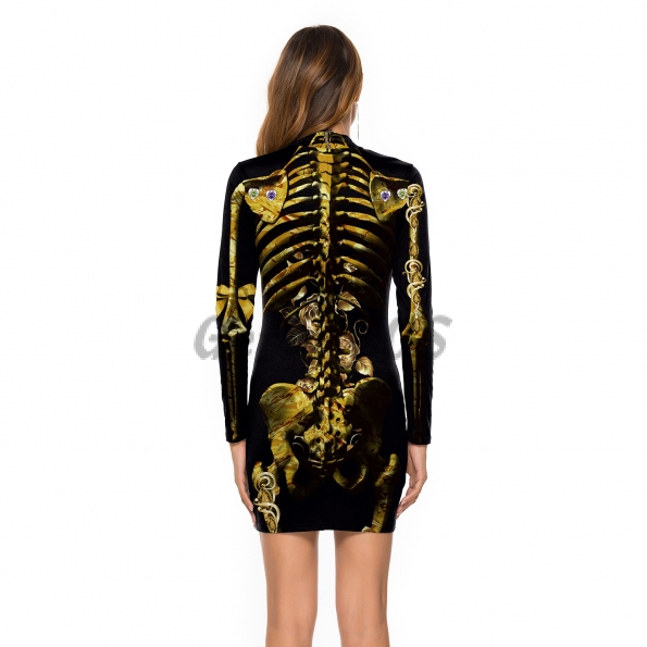 Scary Halloween Costumes Skull Bag Hip Tight Dress