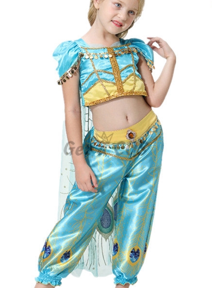 Girls Halloween Costumes Jasmine Princess Blue Suit