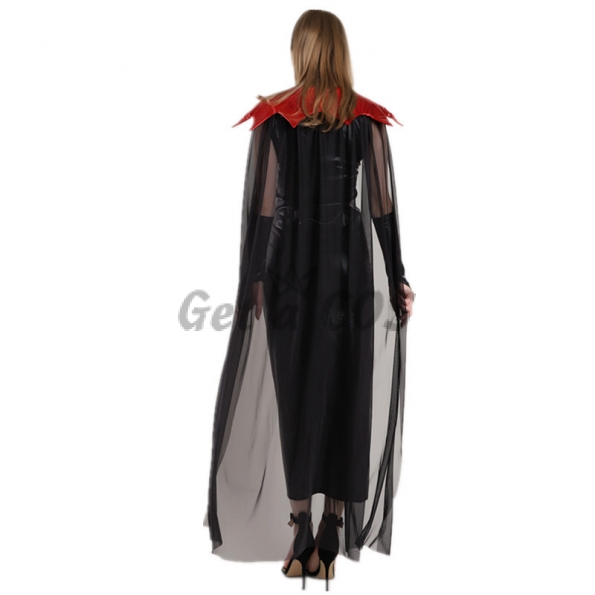 Halloween Costumes PU Leather Black Devil Witch Dress
