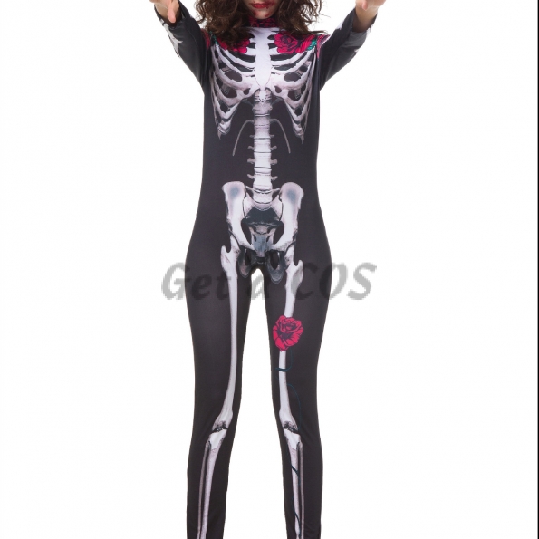 Scary Halloween Costumes Skeleton Ghost Bride Bodysuit