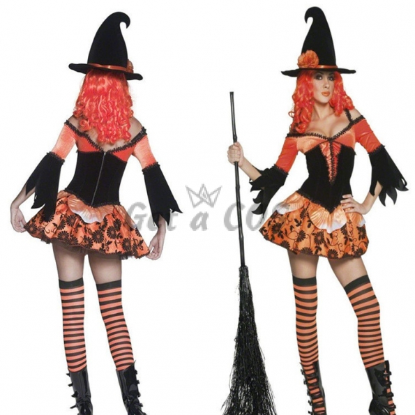 Witch Halloween Costumes Orange Skirt