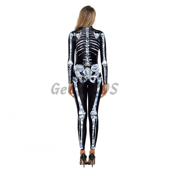 Scary Halloween Costumes Flash Chip Skull Jumpsuit