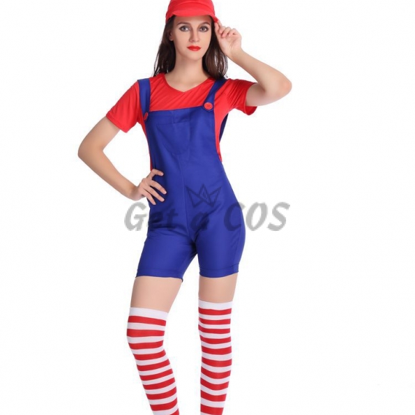 Women Halloween Costumes Super Mario Game Uniform