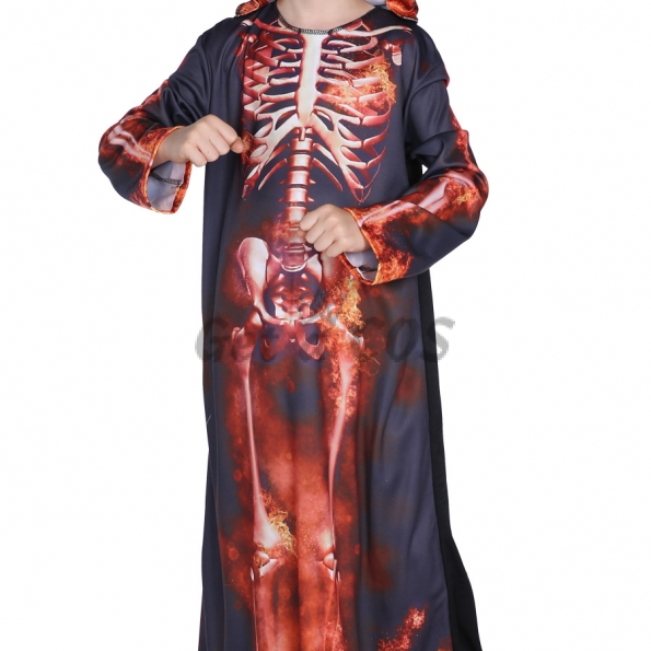 Kids Skeleton Costume Flame Robe