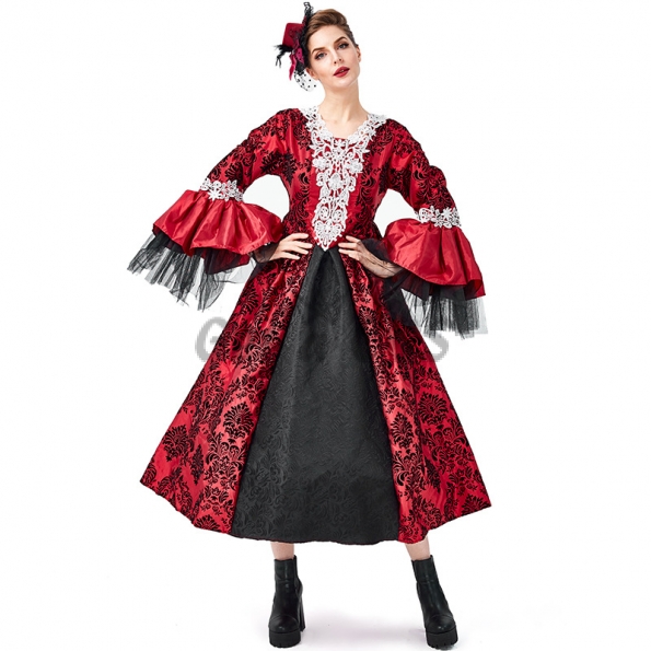 Women Halloween Renaissance Costumes Gothic Palace Lace Dress