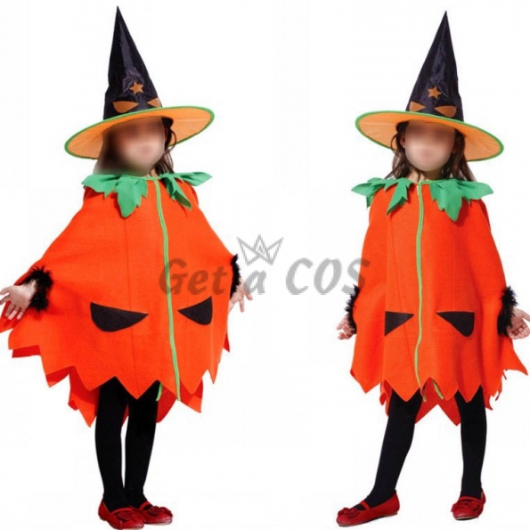 Pumpkin Costumes Kids Witch Cloak