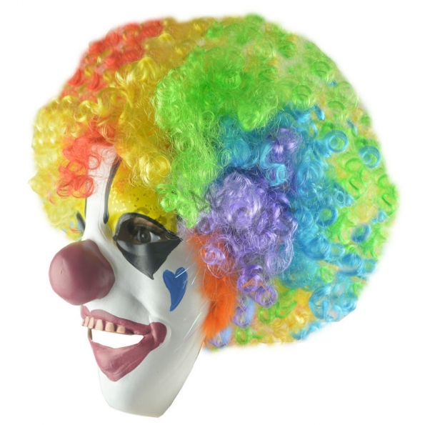 Halloween Decorations Colorful Wig Clown Mask