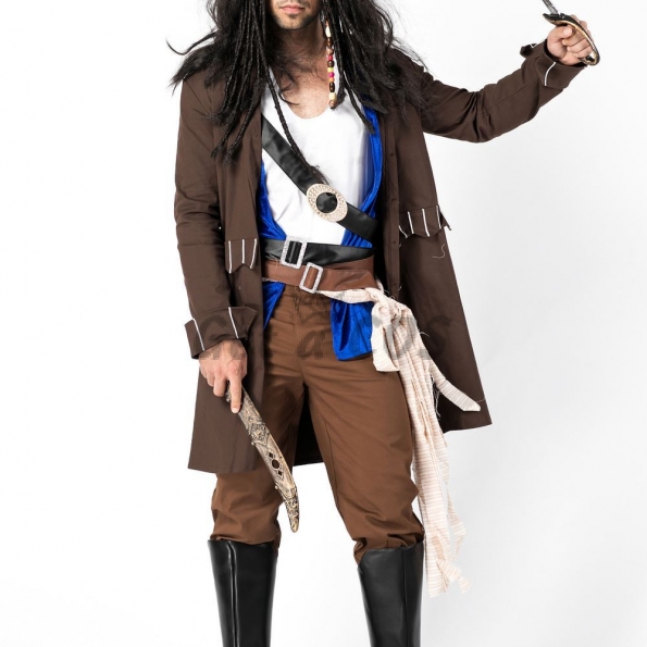 Men Halloween Costumes Caribbean Pirate Uniform