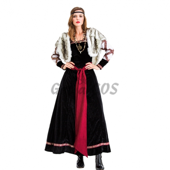 Women Halloween Pirate Costumes Female Warrior With Cape Dress