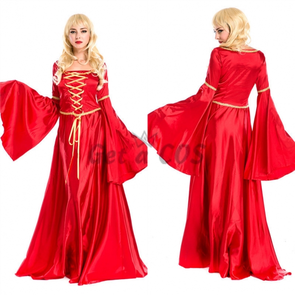 Women Halloween Costumes Retro Luxury Lmitation Silk Dress