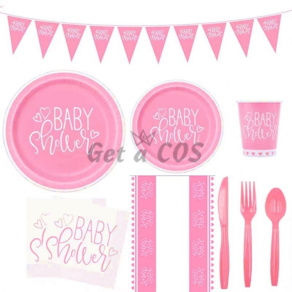 Birthdays Decoration Pink Tableware Kit