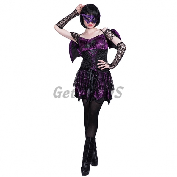 Women Halloween Costumes Bat Purple Outfit