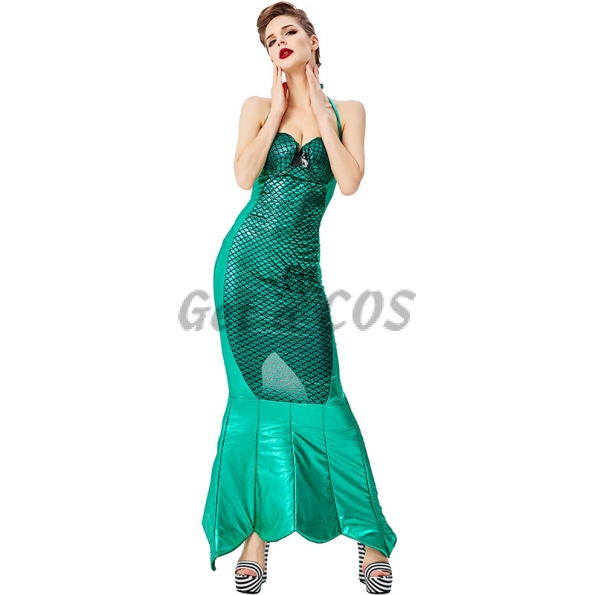 Sexy Women Halloween Costumes Two-color Mermaid Bronzing Printing Tight Skirt
