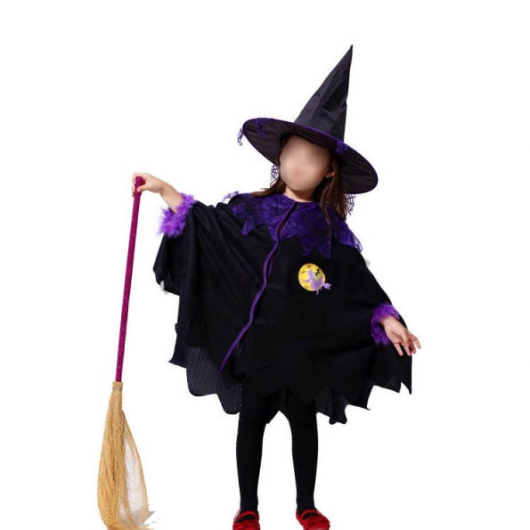 Toddler Witch Costume Cloak Spider Web Pattern