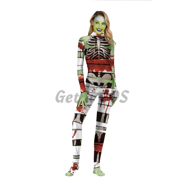 Scary Halloween Costumes Skull Bandage Jumpsuit