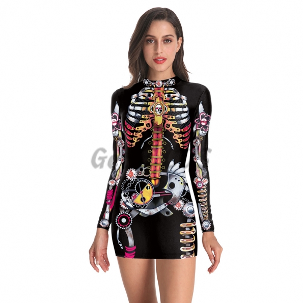 Scary Halloween Costumes Mechanical Skull Dress