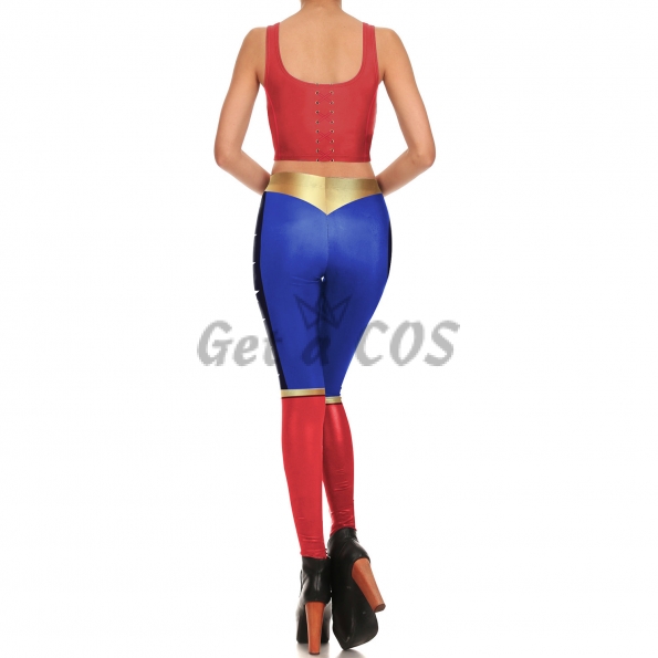 Women Halloween Costumes Wonder Woman Vest Set