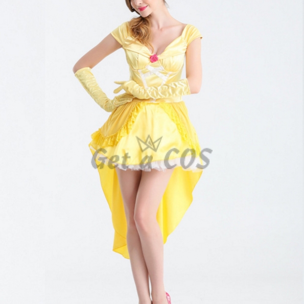 Women Fairy Tale Theme Halloween Costumes Princess Yellow Dress