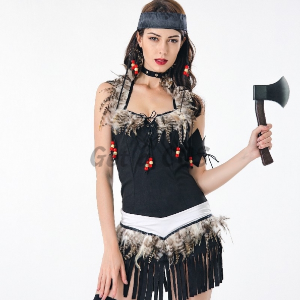 Women Halloween Costumes Indians Tassel Savage