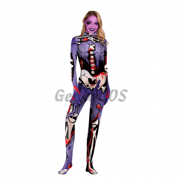 Scary Halloween Costumes Colorful Skull Coveralls