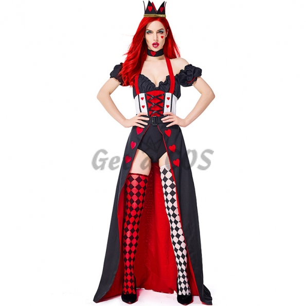 Women Sexy Halloween Costumes Queen Of Hearts In Wonderland High Fork Tail Skirt