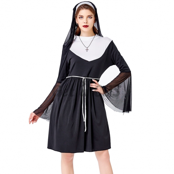 Women Halloween Costumes Priest Dresses Witch Game Uniform