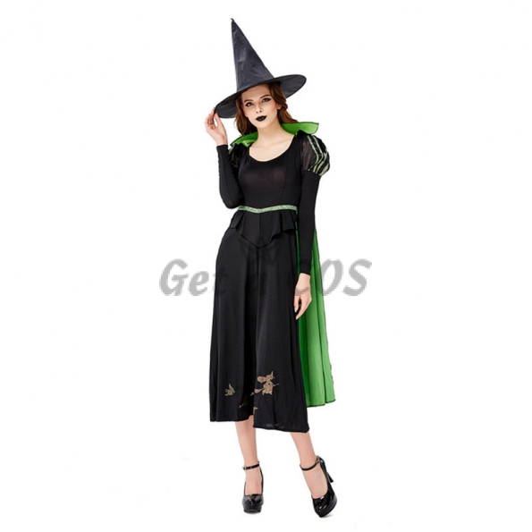 Halloween Witch Costumes Green Cape Dress