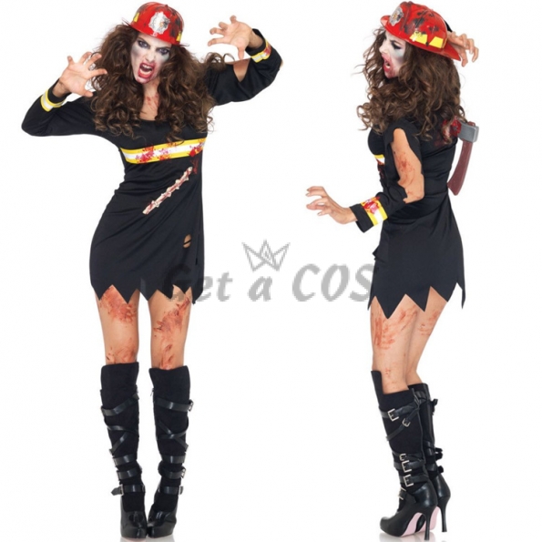 Zombie Halloween Costumes Fireman Game Uniform