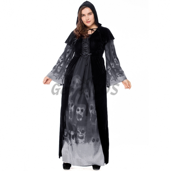Plus Size Skull Print Witch Vampire Costume