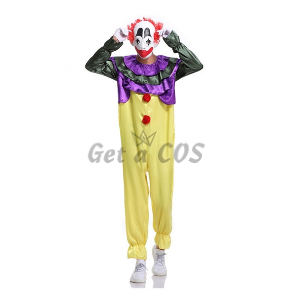 Men Halloween Costumes Clown Circus Jumpsuit