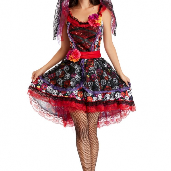 Day of the Dead Costume Colorful Skirt