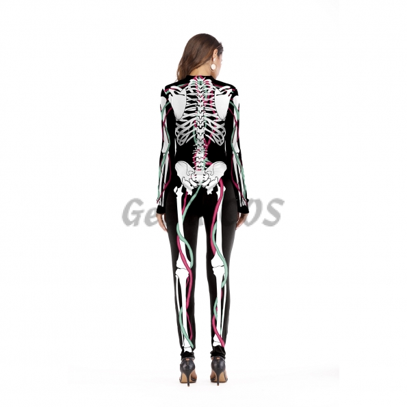 Scary Halloween Costumes Colored Bones Jumpsuit