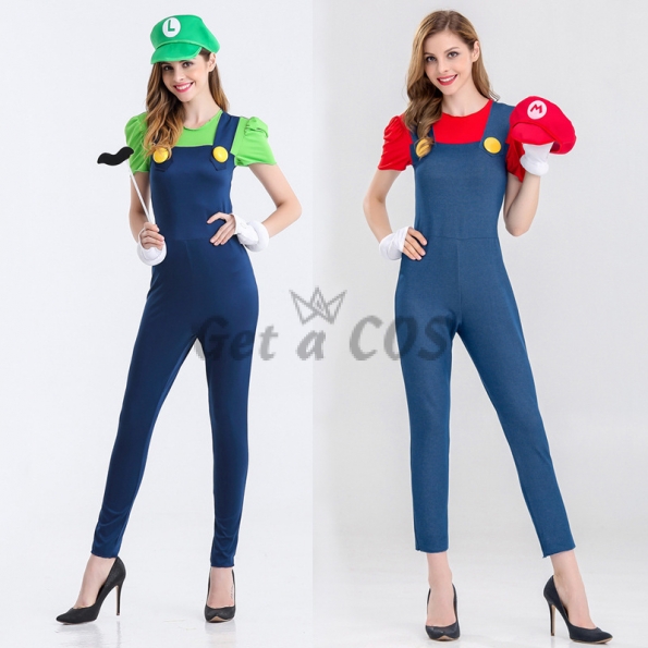 Women Halloween Costumes Mario Plumbers Overalls