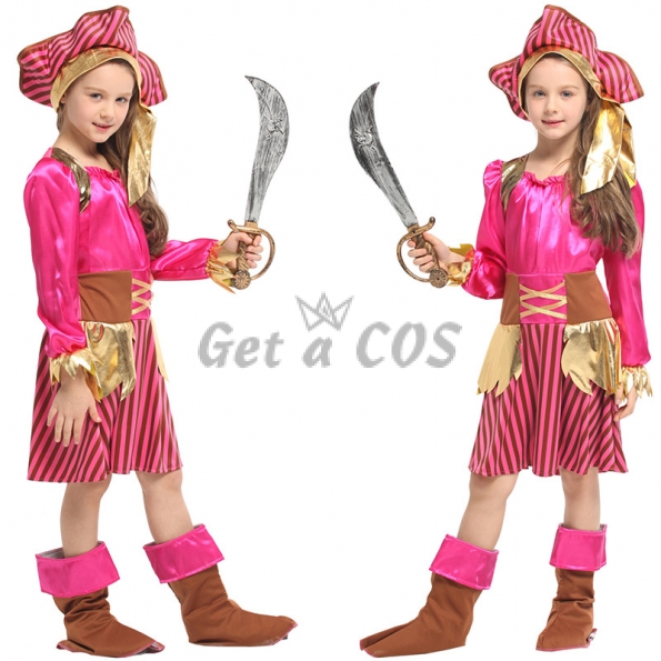 Captain Hook Costume Kids Pink Gold