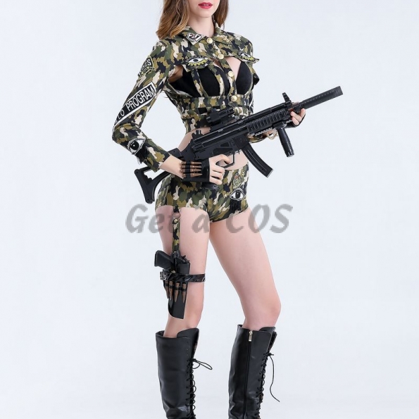 Women Halloween Costumes Agent Camouflage Outfit
