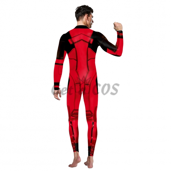 Men Halloween Costumes Deadpool Print Jumpsuit