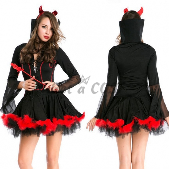 Devil Halloween Costumes Horns Dress