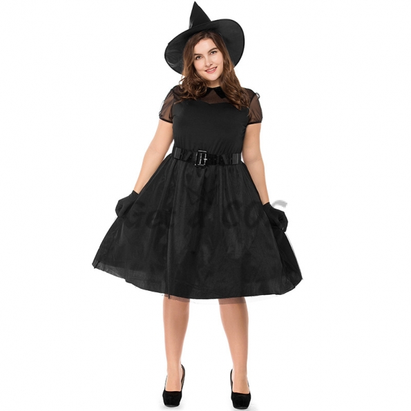 Plus Size Black Gauze Witch Costume