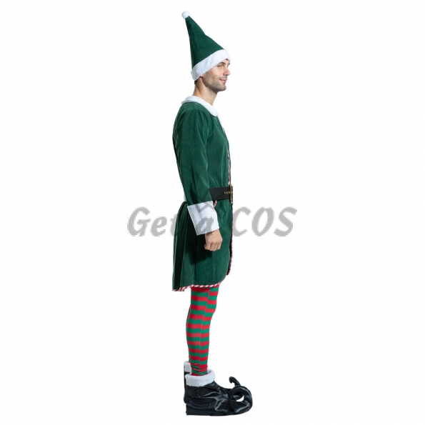 Men Halloween Costumes Green Elf Outfit