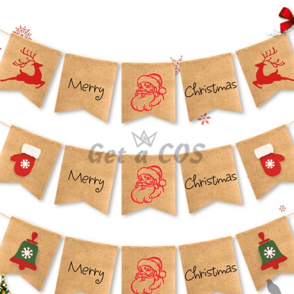 Christmas Decorations Santa Claus Linen Pull The Flag