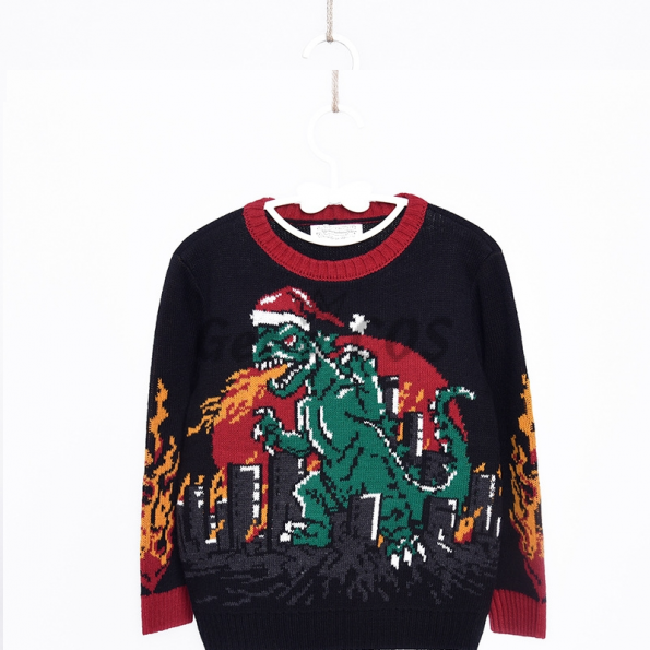 Christmas Sweater Dinosaur Pattern Kids