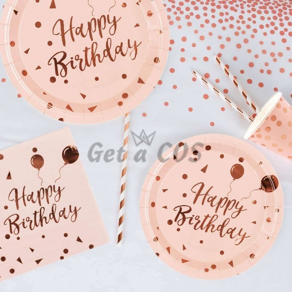 Birthdays Decoration Bronzing Pink Tableware Kit