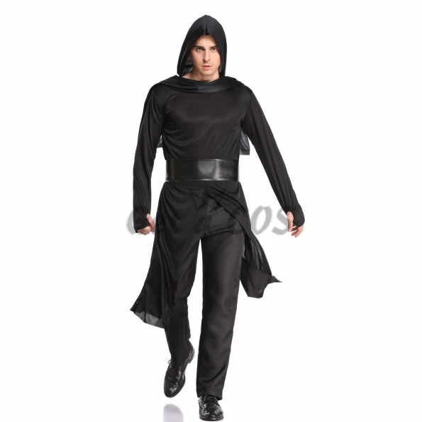 Men Halloween Costumes Ninja Warrior Black Bodysuit