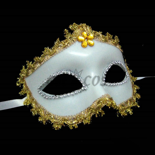 Halloween Decorations White Gold Trim Mask