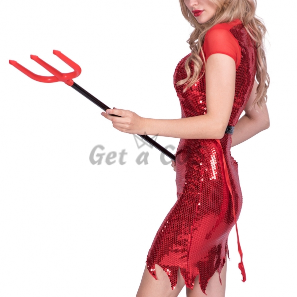 Halloween Costumes Devil Red Trident Clothes