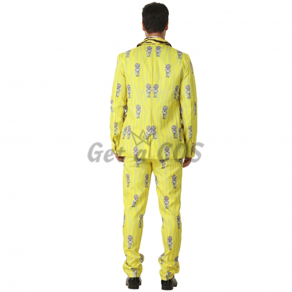 Men Halloween Costumes Yellow Tiger Pattern Suit