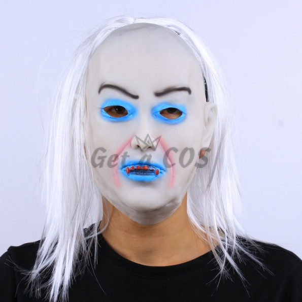 Halloween Decorations White Hair Grimace Mask